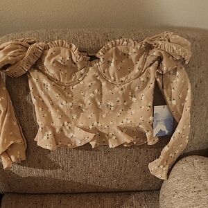 MAJORELLE Beige Floral Blouse